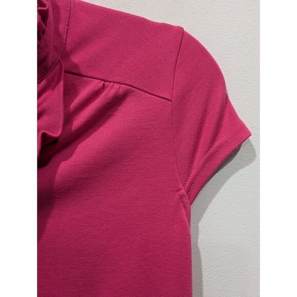 Lilly Pulitzer Pink Ruffle Neck Cap Sleeve Popover Shirt Dress, S - Picture 4 of 11